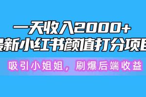 （10187期）一天收入2000+，最新小红书颜值打分项目，吸引小姐姐，刷爆后端收益