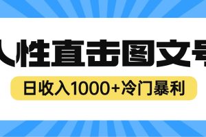 2023最新冷门暴利赚钱项目，人性直击图文号，日收入1000+【视频教程】