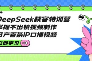 (14544期)DeepSeek获客特训营:掌握不出镜视频制作,日产百条IP口播视频