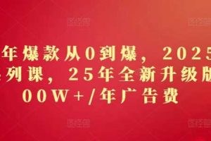 2025年爆款从0到爆，2025淘系精品系列课，25年全新升级版：1000W+1年广告费