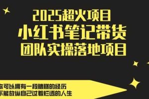 2025超火项目，副业最佳选择，小红书笔记带货团队实操落地项目，，轻松日入5张