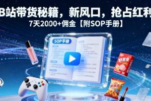B站带货秘籍，新风口，抢占红利，7天2k+佣金【附SOP手册】