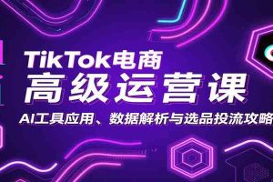 TikTok电商高级运营课：AI工具应用、数据解析与选品投流攻略