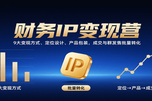 财务IP变现营：9大变现方式、定位设计、产品包装，成交与群发售批量转化