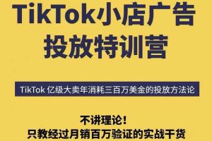 TikTok小店广告投放特训营，6天破局计划专治各种“投不动”，教你经过月销百万验证的实战干货