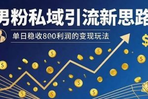 男粉私域引流新思路，单日稳收8张利润的变现玩法