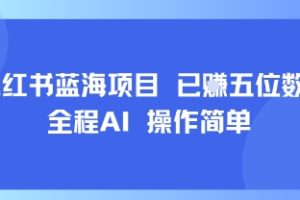 小红书蓝海项目，全程AI，操作简单，已挣五位数