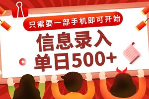 （15002期）信息录入兼职2.0，几秒一单，打字+推广双模式，只需一部手机，随时随地…