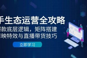 快手生态运营全攻略：爆款底层逻辑，矩阵搭建，剪映特效与直播带货技巧