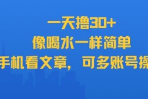 一天撸30+，像喝水一样简单，手机看文章，可多账号操作