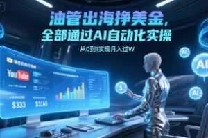 油管出海挣美金，全部通过AI自动化实操，从0到1实现月入过W