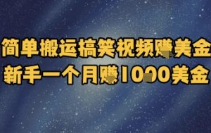 简单搬运搞笑视频挣美金，新手一个月入1k美金