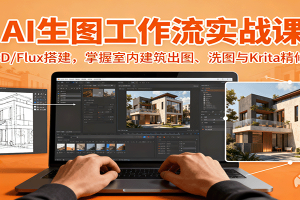 AI生图工作流实战课：SD/Flux搭建，掌握室内建筑出图、洗图与Krita精修