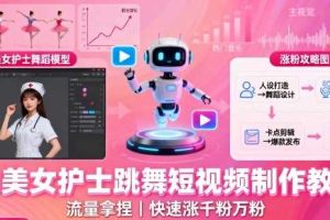 AI美女护士跳舞短视频制作教学，流量拿捏，快速涨千粉万粉【提示词+视频教程】