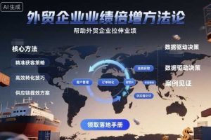 外贸企业业绩倍增方法论，帮助外贸企业拉伸业绩