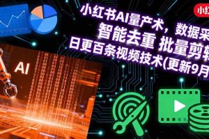 （16054期）小红书AI量产术，数据采集 智能去重 批量剪辑 日更百条视频技术(更新9月)