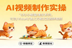 AI视频制作实操，飞天/小橘猫/美女系列，可灵/ViduAl/通义万相文生图转视频