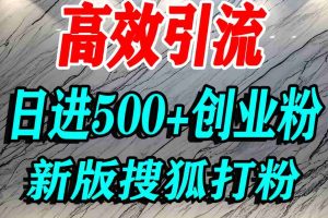 怎么打创业粉？搜狐网打精准创业粉，打粉引流教程，单人日引500+精准创业粉