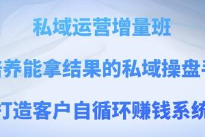 私域运营增量班，培养能拿结果的私域操盘手，打造客户自循环赚钱系统