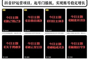 抖音IP运营项目，抖音今日主题玩法，起号门槛低，实现账号稳定增长