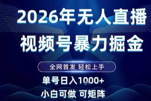 2026最新视频号无人直播掘金,全网首发,小白可以玩,长期稳定日入1k+【揭秘】