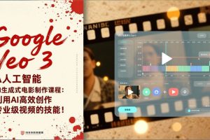 （17032期）Google Veo 3人工智能AI生成式电影制作课程：利用AI高效创作专业级视频的技能！