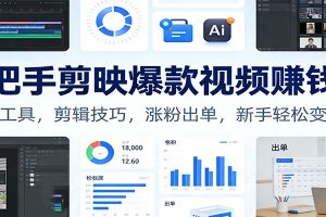 手把手剪映爆款视频赚钱课：AI工具，剪辑技巧，涨粉出单，新手轻松变现
