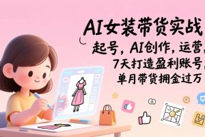 （17117期）AI女装带货实战班（更新）：起号，AI创作，运营，7天打造盈利账号，单月带货佣金过万