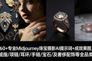 (17272期)460+专业Midjourney珠宝摄影AI提示词+成效果图,戒指/项链/耳环/手链/宝石/及奢侈配饰等全品类