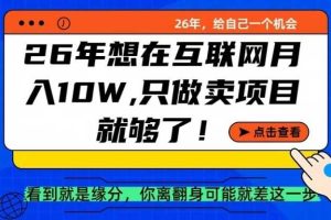 26年想在互联网月入10个W+，做知识付费，卖项目就足够了【揭秘】