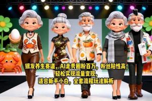 银发养生赛道，AI走秀圈粉百万，粉丝粘性高，轻松实现流量变现，适合新手小白，全套流程玩法解析
