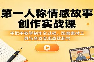第一人称情感故事创作实战课:手把手教学制作全过程,配套素材工具与音效实现高效起号