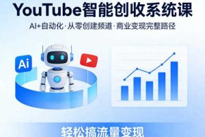 YouTube智能创收系统课,AI+自动化,从零创建YouTube频道并实现商业变现的完整路径,轻松搞流量变现