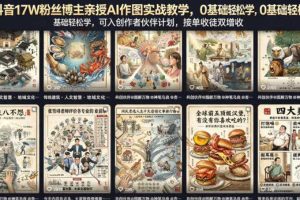 抖音17W粉丝博主亲授AI作图实战教学,0基础轻松学,可入创作者伙伴计划,接单收徒双增收