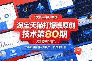 淘宝天猫打爆班原创技术第80期,无界低PPC矩阵,软件批量操作+高投产,低成本起量