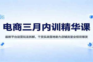 电商三月内训精华课：最新平台运营玩法拆解，干货实战落地助力店铺流量业绩双爆发