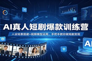 AI真人短剧爆款训练营：人设场景搭建+视频模型运用，手把手教你做短剧变现