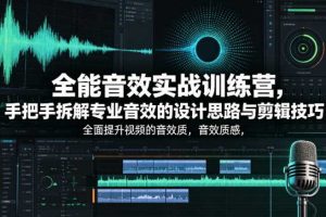 全能音效实战训练营，手把手拆解专业音效的设计思路与剪辑技巧，全面提升视频的音效质感