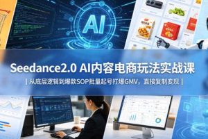 Seedance2.0 AI内容电商玩法实战课|从底层逻辑到爆款SOP批量起号打爆GMV,直接复制变现