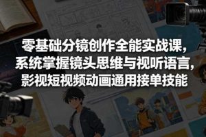 零基础分镜创作全能实战课，系统掌握镜头思维与视听语言，影视短视频动画通用接单技能