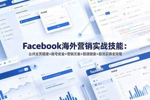 (19083期)Facebook海外营销实战技能:公共主页搭建+账号安全+营销文案+图谱搜索+投流实操全流程
