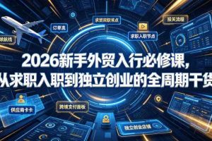 2026新手外贸入行必修课,从求职入职到独立创业的全周期干货