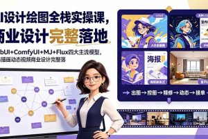 (19244期)AI设计绘图全栈实操课,WebUI+ComfyUI+MJ+Flux四大主流模型,静态插画动态视频商业设计完整落地教程