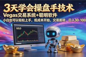 (19267期) 【3天学会手工单交易】Vegas交易技术+聪明软件,日赚50-1000U, 长期稳定,小白轻松上手
