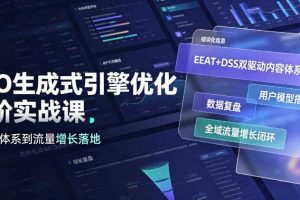 GEO生成式引擎优化进阶实战课|EEAT+DSS双驱动内容体系、用户模型搭建、数据复盘、全域流量增长闭环落地教程