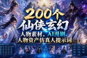 200个仙侠玄幻人物素材,AI漫剧人物资产仿真人提示词