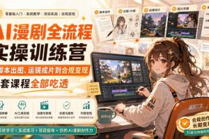 AI漫剧全流程实操训练营，从脚本出图、运镜成片到合规变现，一套课程全部吃透