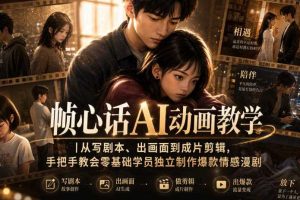 帧心话AI动画教学｜从写剧本、出画面到成片剪辑，手把手教会零基础学员独立制作爆款情感漫剧