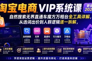 (20094期)2026淘宝电商终局之战VIP课-更新:自然搜索+直通车+无界+精准人群,系统掌握测款动销与全店推广布局方法