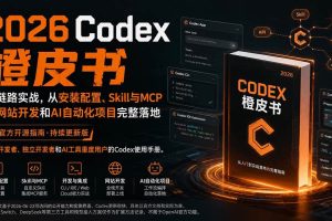 (20105期)2026Codex橙皮书:全链路实战,从安装配置、Skill与MCP到网站开发和AI自动化项目完整落地